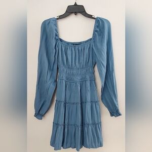 Trixxi Slate Long Sleeve Ruffle Dress